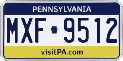 PA license plate MXF9512