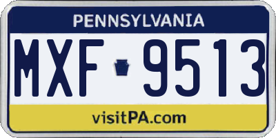 PA license plate MXF9513