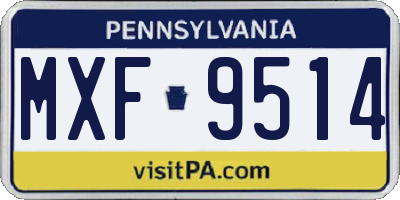 PA license plate MXF9514