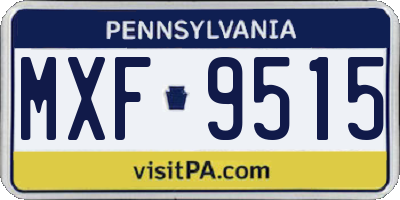 PA license plate MXF9515