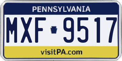 PA license plate MXF9517