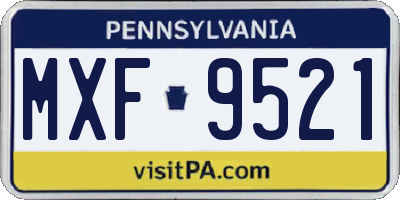 PA license plate MXF9521