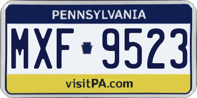 PA license plate MXF9523