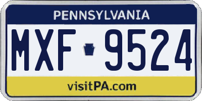 PA license plate MXF9524