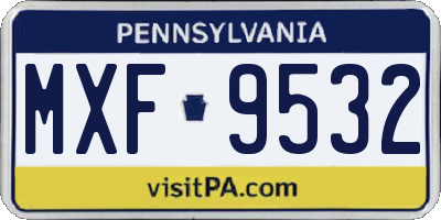 PA license plate MXF9532