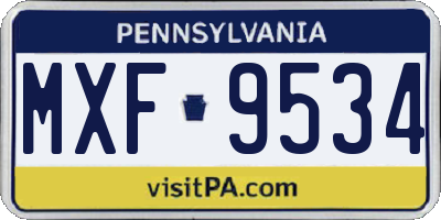 PA license plate MXF9534