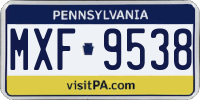 PA license plate MXF9538