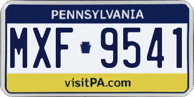 PA license plate MXF9541