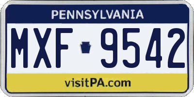 PA license plate MXF9542