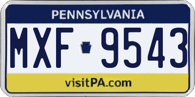 PA license plate MXF9543
