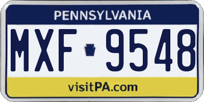 PA license plate MXF9548