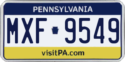 PA license plate MXF9549
