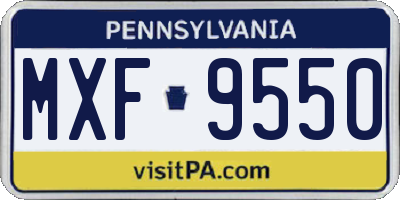 PA license plate MXF9550