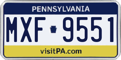 PA license plate MXF9551