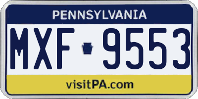 PA license plate MXF9553