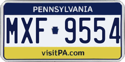 PA license plate MXF9554