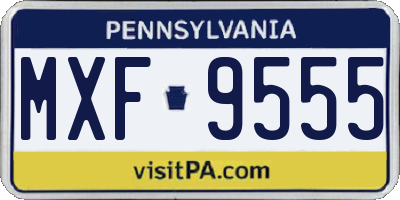 PA license plate MXF9555