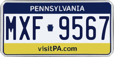 PA license plate MXF9567