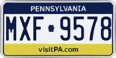 PA license plate MXF9578