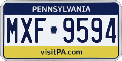 PA license plate MXF9594