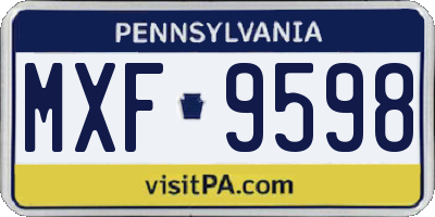 PA license plate MXF9598