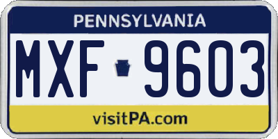 PA license plate MXF9603