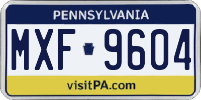 PA license plate MXF9604
