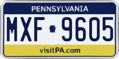 PA license plate MXF9605