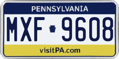 PA license plate MXF9608