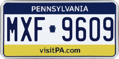 PA license plate MXF9609