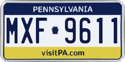 PA license plate MXF9611