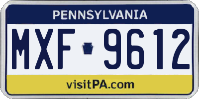 PA license plate MXF9612