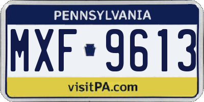 PA license plate MXF9613