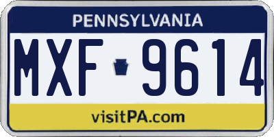 PA license plate MXF9614