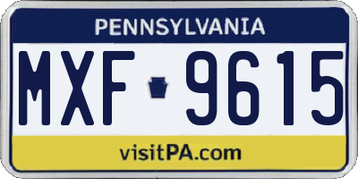 PA license plate MXF9615