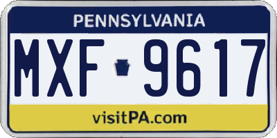PA license plate MXF9617