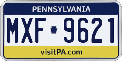 PA license plate MXF9621
