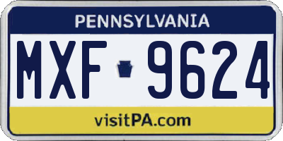 PA license plate MXF9624