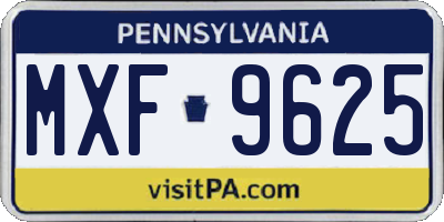 PA license plate MXF9625