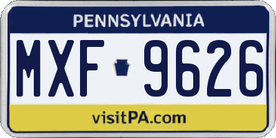PA license plate MXF9626