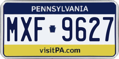 PA license plate MXF9627