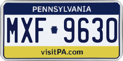 PA license plate MXF9630