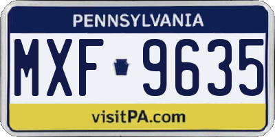 PA license plate MXF9635