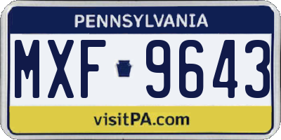 PA license plate MXF9643