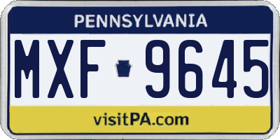 PA license plate MXF9645