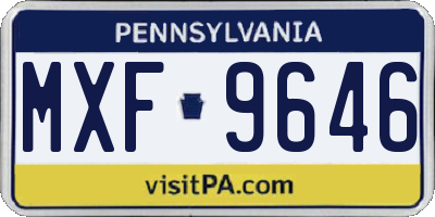 PA license plate MXF9646