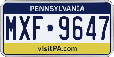 PA license plate MXF9647
