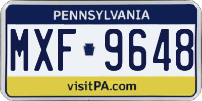 PA license plate MXF9648