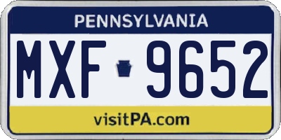 PA license plate MXF9652