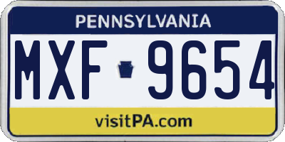 PA license plate MXF9654